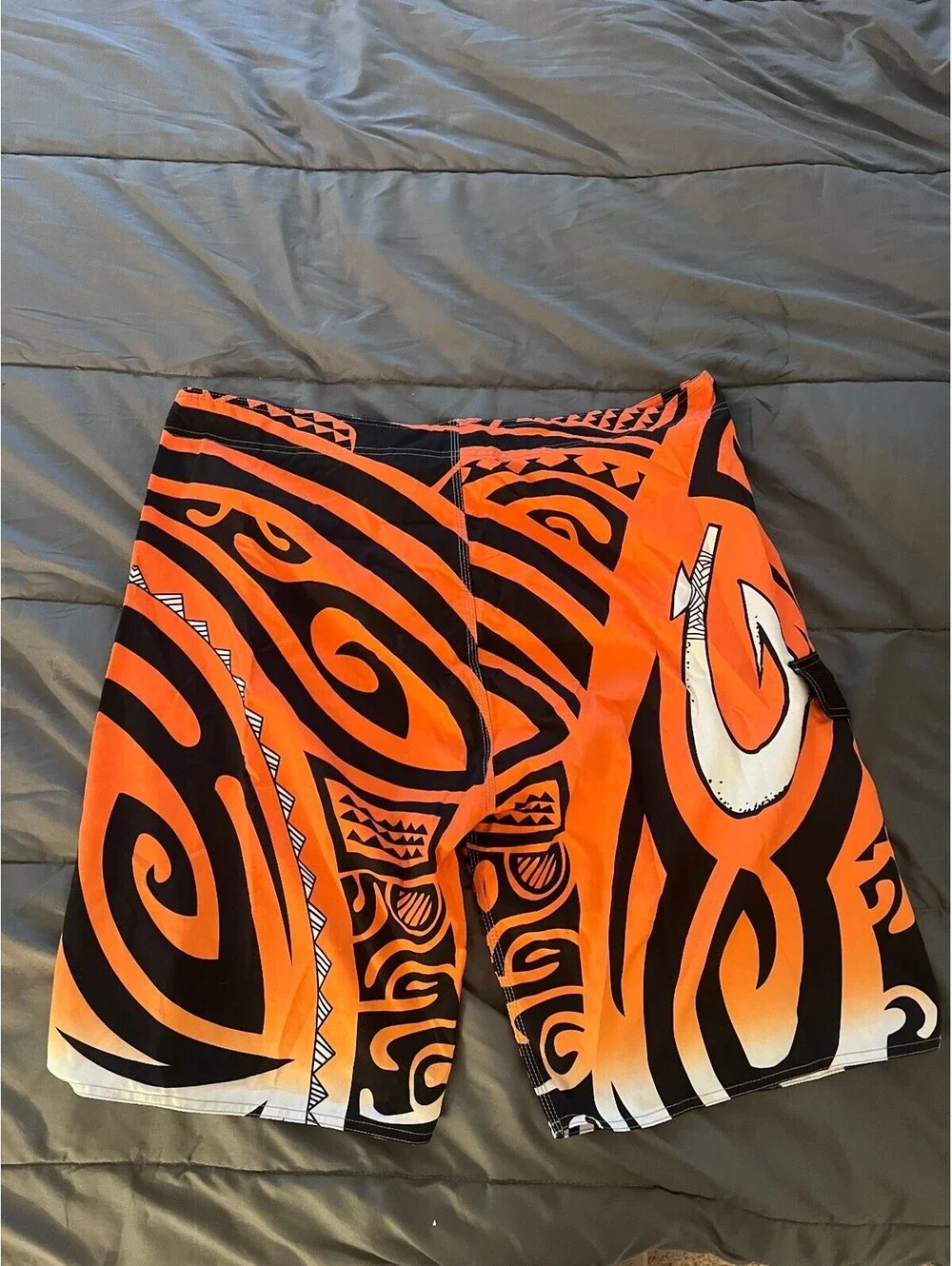 Mens Tribal orange swimtrunks with unique design size 40